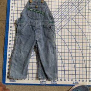 Vintage Key Imperial Toddler Denim Overalls Hickory Stripe 2T
